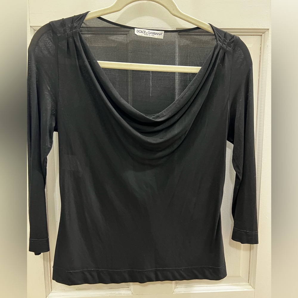 Dolce and Gabbana Sheer Black Scoop Neck Top. SZ EU 42.(L)